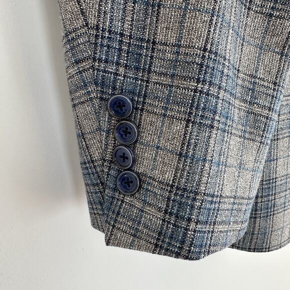 Robert Graham Sport Coat Mens 46R Wool Silk Plaid Slim Fit Blazer Jacket Preppy - Picture 9 of 16